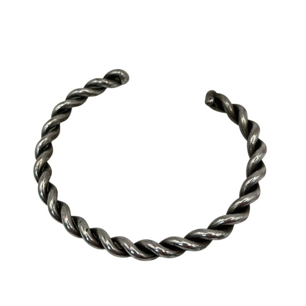 Handcrafted Twisted Brass Cuff Bracelet/ Adjustable Open Design W/ Rustic Finish